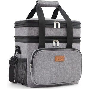 Lunch Box for Men Women Double Deck Lunch Bag, Large Insulated Soft Cooler Bag